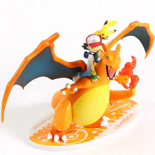 Ash Ketchum & Charizard / Glurak Lizardon Sammel Figur Pokemon