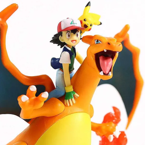 Ash Ketchum & Charizard / Glurak Lizardon Sammel Figur Pokemon