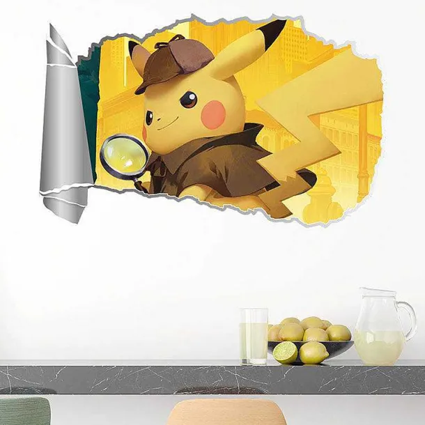 3D Detektiv Pikachu Wand Sticker (60Cm*40Cm)