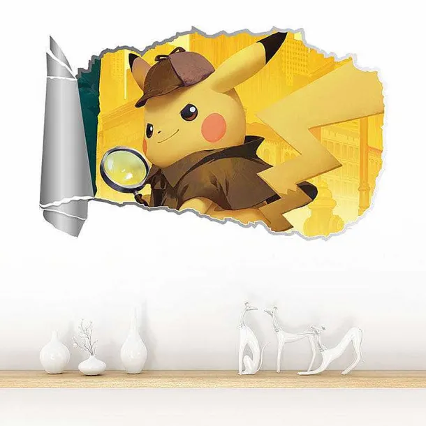 3D Detektiv Pikachu Wand Sticker (60Cm*40Cm)