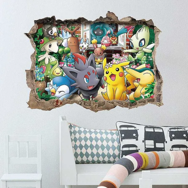 3D Pokemon Detektiv Pikachu Wand Sticker (45Cm*60Cm)