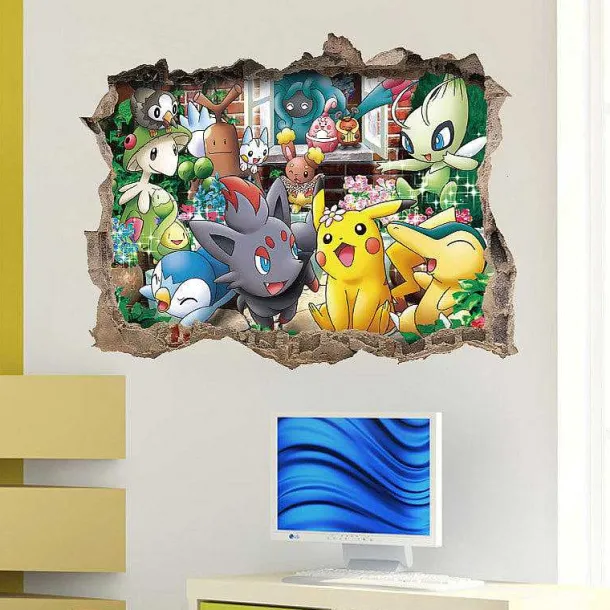 3D Pokemon Detektiv Pikachu Wand Sticker (45Cm*60Cm)