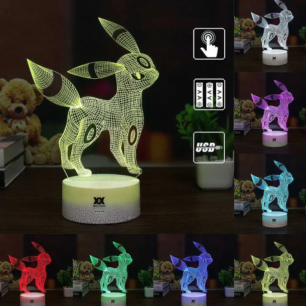 Eevee / Evoli 3D Led Lampe (9 Motive) Nachtlicht, Tischlampe