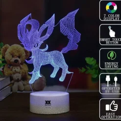 Eevee / Evoli 3D Led Lampe (9 Motive) Nachtlicht, Tischlampe