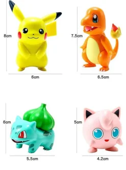 6Er Set Pokemon Figuren: Pikachu, Pummeluff, Schiggy, Bisasam, Enton Und Glumanda