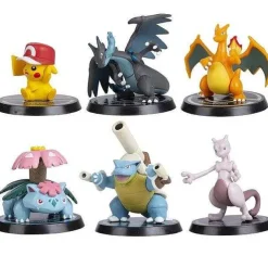 6Er Set Pokemon Figuren: Pikachu, Glurak, Turtok, Mewtwo Und Bisaflor