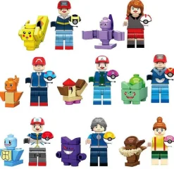 8Er Set Pokemon Go Trainer & Pokemon Baustein Figuren