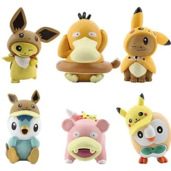 Evoli Eevee, Pikachu, Enton Etc. Cosplay Figuren - 6 Stk. Om Set