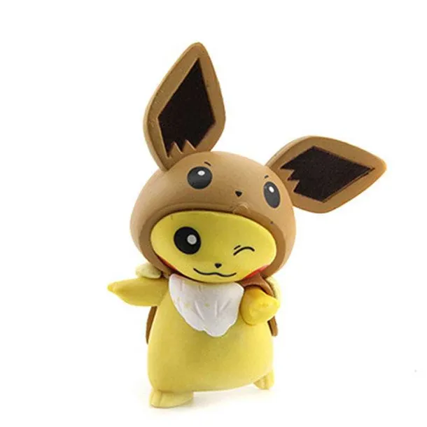 Evoli Eevee, Pikachu, Enton Etc. Cosplay Figuren - 6 Stk. Om Set