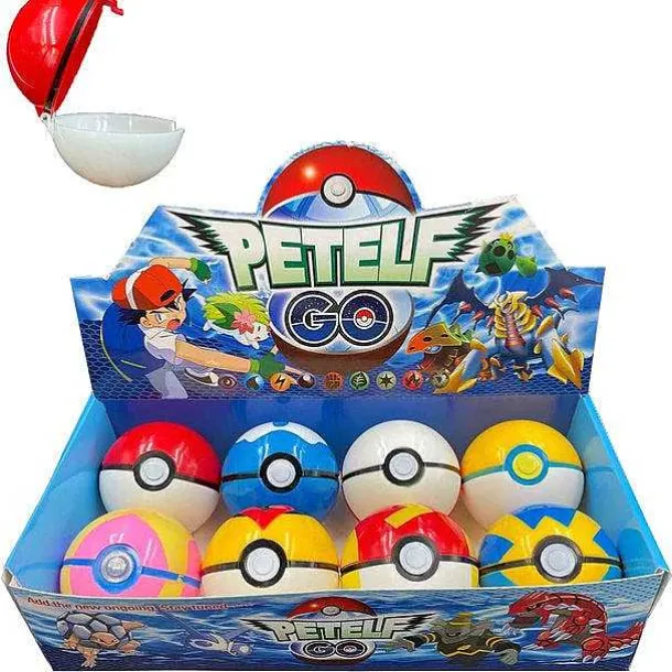 Grose Pokebälle (Ca. 8Cm) Mit Figuren (8 Stk. Im Spiel Set)