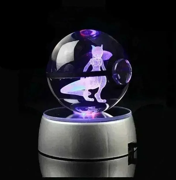 Kristall Pokeball Mit 3D Effekt Realxo Mewtu Pikachu Uvm.