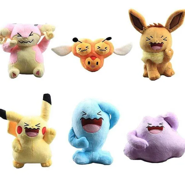 Lachende Pokemon Stoftiere (Pikachu, Eevee, Wobbuffet, Ditto, Audino, Combee)