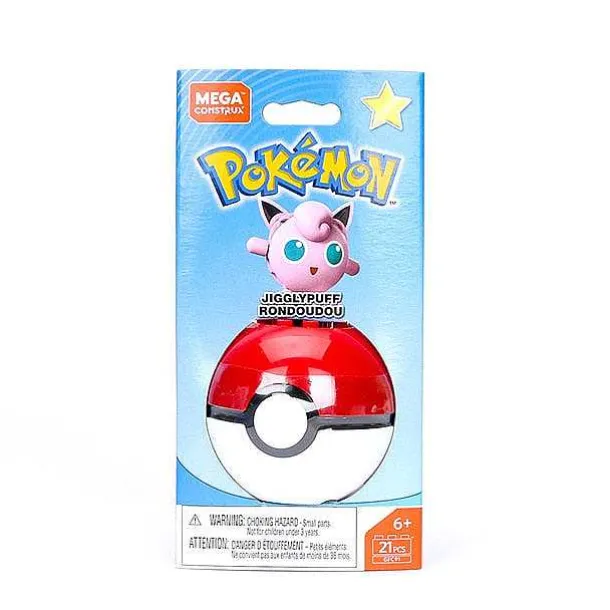 Mega Construx Pokemon Pokeball (Pikachu, Mauzi, Glumanda, Bisasam, Schiggy Pummeluff) Mit Pokemon Ball