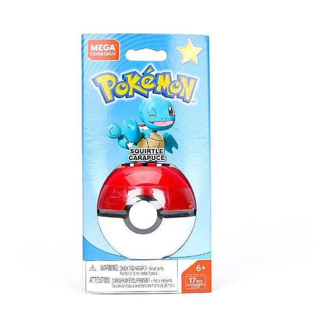 Mega Construx Pokemon Pokeball (Pikachu, Mauzi, Glumanda, Bisasam, Schiggy Pummeluff) Mit Pokemon Ball