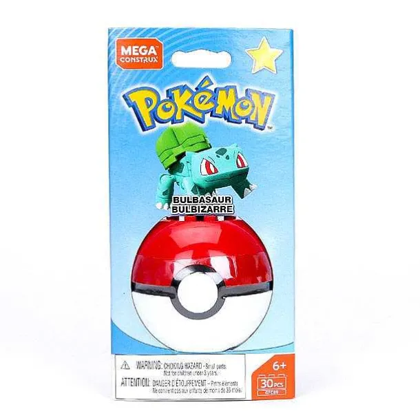 Mega Construx Pokemon Pokeball (Pikachu, Mauzi, Glumanda, Bisasam, Schiggy Pummeluff) Mit Pokemon Ball