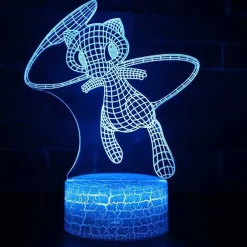 Mew Oder Mewtwo / Mewtu Nachttischlampe 3D Effekt, 16 Farben, Fernbedienung