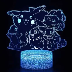 Nachtlicht Mit Pokemon Starter Motiv, Farbwechsel Und 3D Effekt