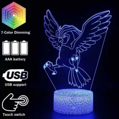Pidgeot Tauboss Pokemon Lampe, Nachtlicht, Nachttischlampe