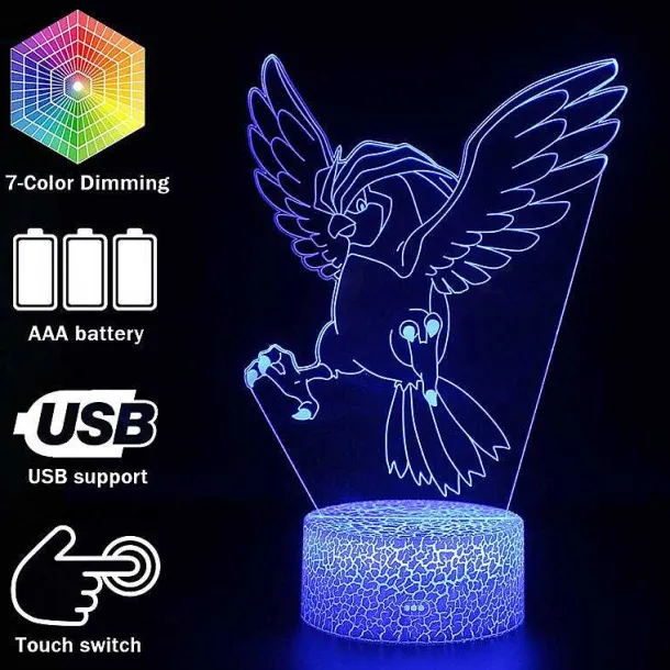 Pidgeot Tauboss Pokemon Lampe, Nachtlicht, Nachttischlampe