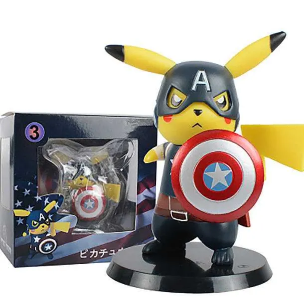 Pikachu Captain America Cosplay Figur