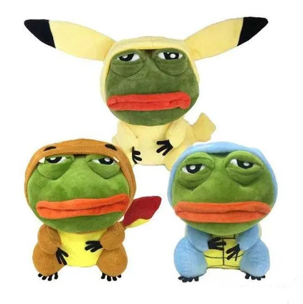 Pikachu, Glumanda, Bisasam U. A. Als Sad Frog Meme Cosplay Plusch Pokemon (Ca. 25Cm)