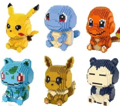 Pikachu, Glumanda, Schiggy, Relaxo Oder Evoli Bausteine Set Pokemon