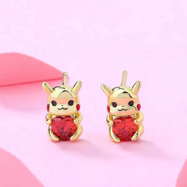 Pikachu Mit Herz Goldkette Oder Ohrringe