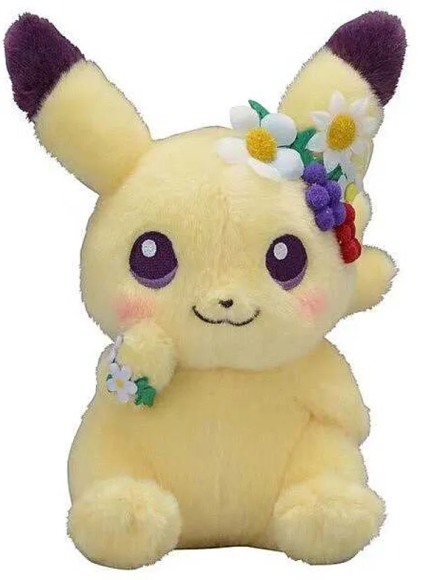 Pikachu Oder Evoli Niedliche Kuschel Pokemon (Ca. 18Cm) Blumen Edition