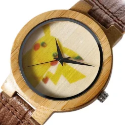 Pikachu Pokemon Bambus Holz Armbanduhr