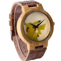 Pikachu Pokemon Bambus Holz Armbanduhr