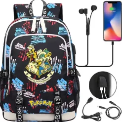 Pikachu Pokemon Rucksack Mit Usb - Ideal Fur Laptops Und Fur Die Schule