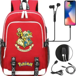 Pikachu Pokemon Rucksack Mit Usb - Ideal Fur Laptops Und Fur Die Schule