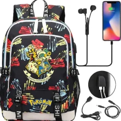 Pikachu Pokemon Rucksack Mit Usb - Ideal Fur Laptops Und Fur Die Schule
