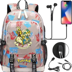 Pikachu Pokemon Rucksack Mit Usb - Ideal Fur Laptops Und Fur Die Schule
