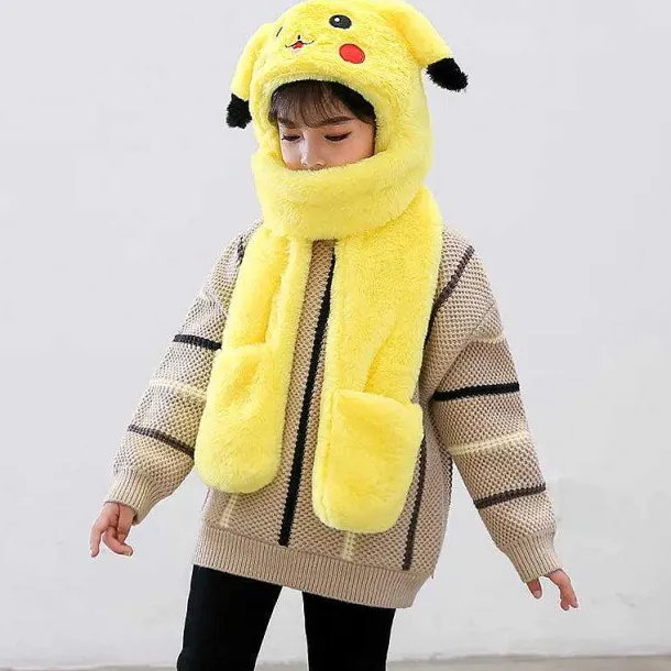 Pikachu Winter Schal Mit Handschuhfach Extra Warm