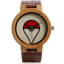Pokeball Pokemon Bambus Holz Armbanduhr