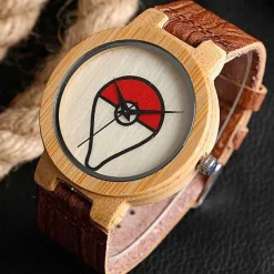 Pokeball Pokemon Bambus Holz Armbanduhr