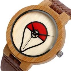 Pokeball Pokemon Bambus Holz Armbanduhr