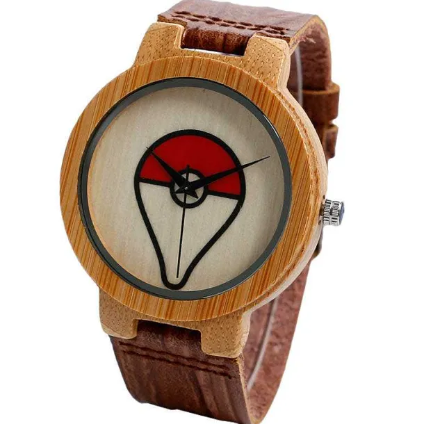 Pokeball Pokemon Bambus Holz Armbanduhr