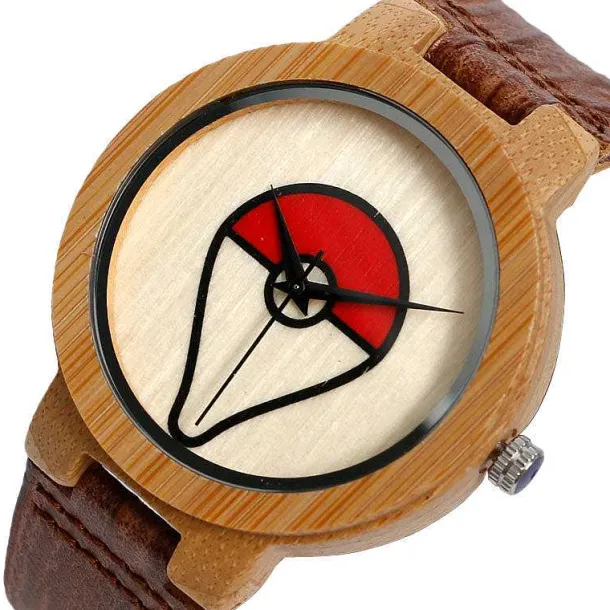 Pokeball Pokemon Bambus Holz Armbanduhr