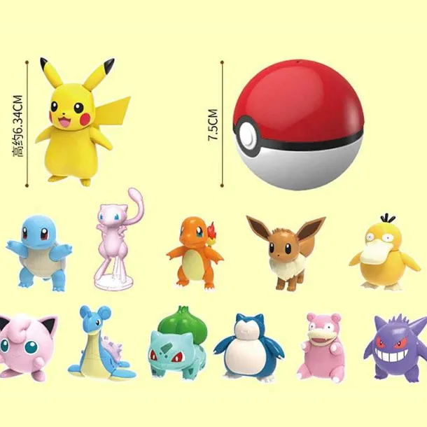 Pokeball Spielzeug Mit Figur (Gengar, Pikachu, Glumanda, Bisasam, Schiggy, Enton, Mew, Evoli Etc.)