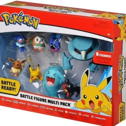 Pokemon Battle Set Mit Pikachu, Robball, Bauz, Cosmog, Metang, Evoli, Flamiau Und Woingenau Figuren