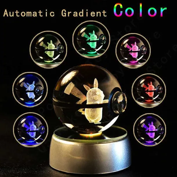 Pokemon 3D Krystal Ball Pikachu Gengar Mew Mewtwo Etc.