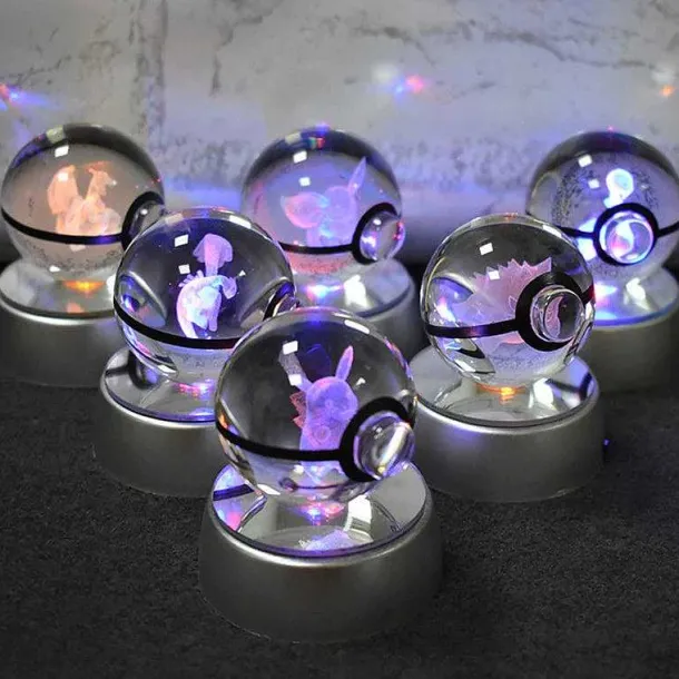 Pokemon 3D Krystal Ball Pikachu Gengar Mew Mewtwo Etc.