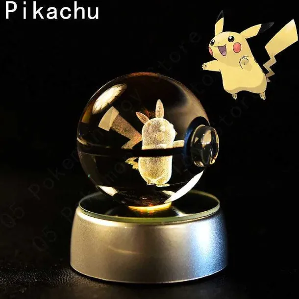 Pokemon 3D Krystal Ball Pikachu Gengar Mew Mewtwo Etc.