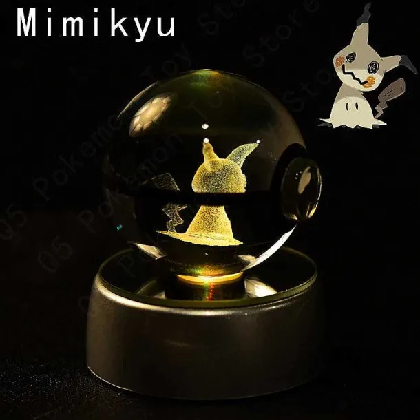 Pokemon 3D Krystal Ball Pikachu Gengar Mew Mewtwo Etc.