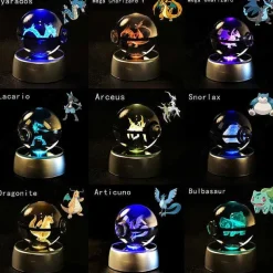 Pokemon 3D Krystal Ball Pikachu Gengar Mew Mewtwo Etc.