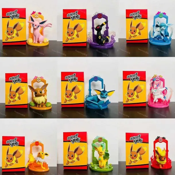 Pokemon Eeveelution Figuren Set (9 Stk.) Evoli, Sylveon Espeon Glaceon Leafeon Etc.