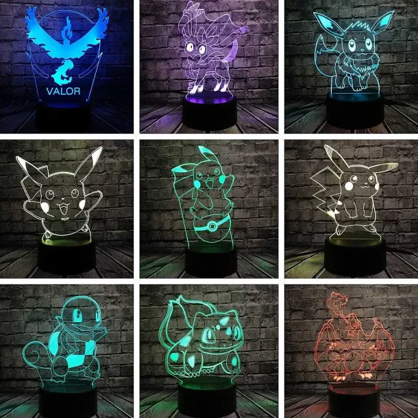 Pokemon Go 3D Led Lampe Mit Farbwechsel (Nachtlicht, Tischlampe)