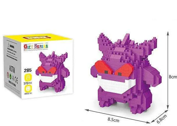 Pokemon Klemm-Baustein Figuren: Sterndu, Gengar, Pikachu, Floink, Kussilla, Rossana, Menki,